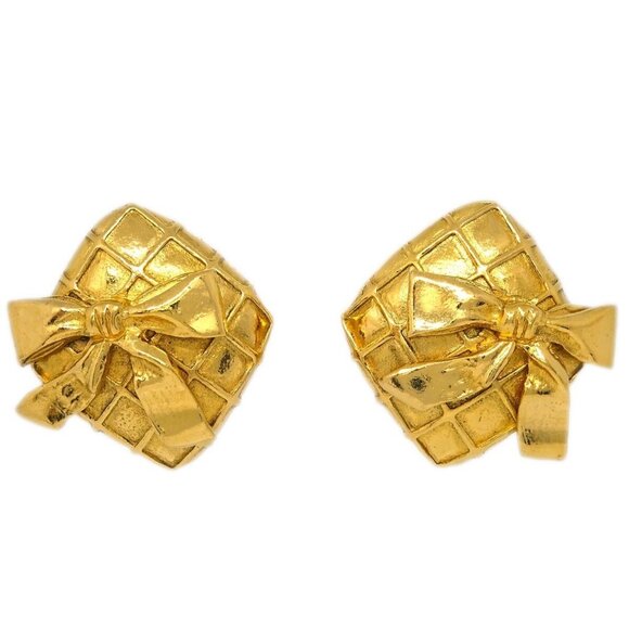 Chanel Rhombus Earrings Clip-On Gold - Picture 1 of 4